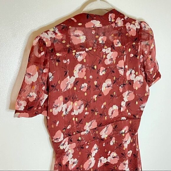 NWOT Walter Baker Smith Midi Dress Berry Hibiscus - Picture 9 of 11